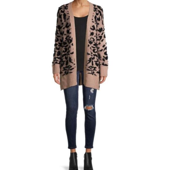 Debut Leopard Cheetah Print Long Cardigan Sweater Multicolor Size Medium - Picture 1 of 13